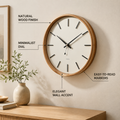 Natural wood wall clock lifestyle mockup in living room