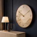 Right-side artistic clock in midnight navy room