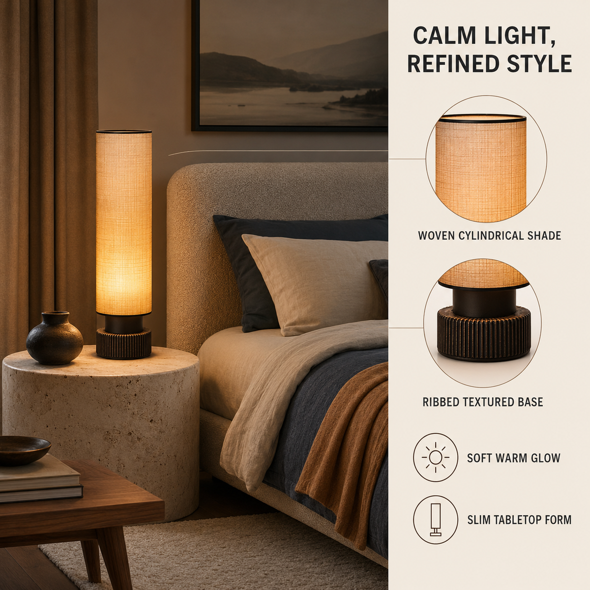 Feature callout infographic - calm light refined style